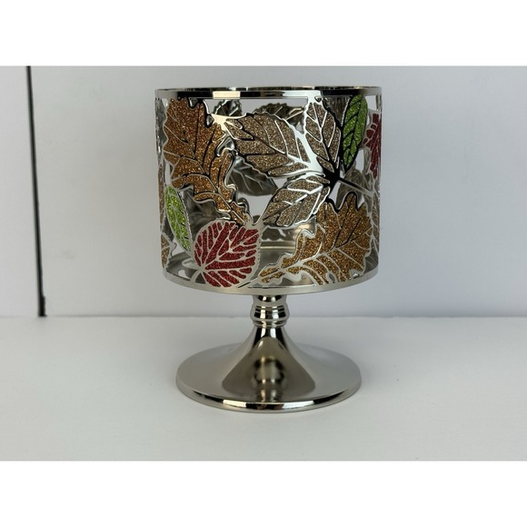 Bath and Body Works Maple Leaf 3‎ Wick Leaves Candle Holder Fall Green Yellow - Picture 3 of 10